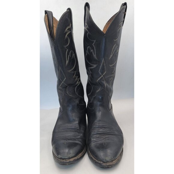 Vintage Nocona Boots Black Leather Western Cowboy Boots Mens 8D - Picture 4 of 16